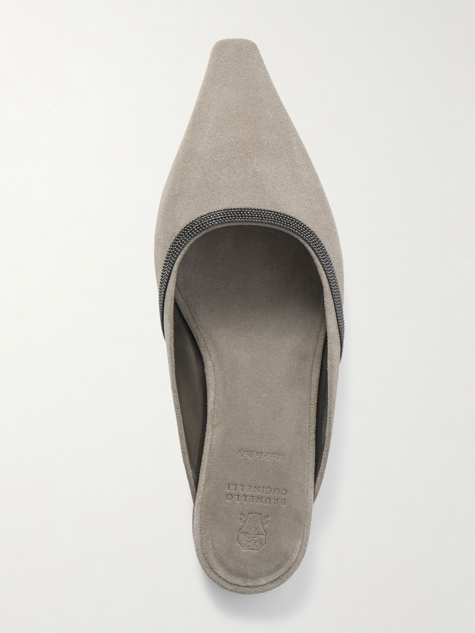 Bead-embellished suede mules Gray - 5