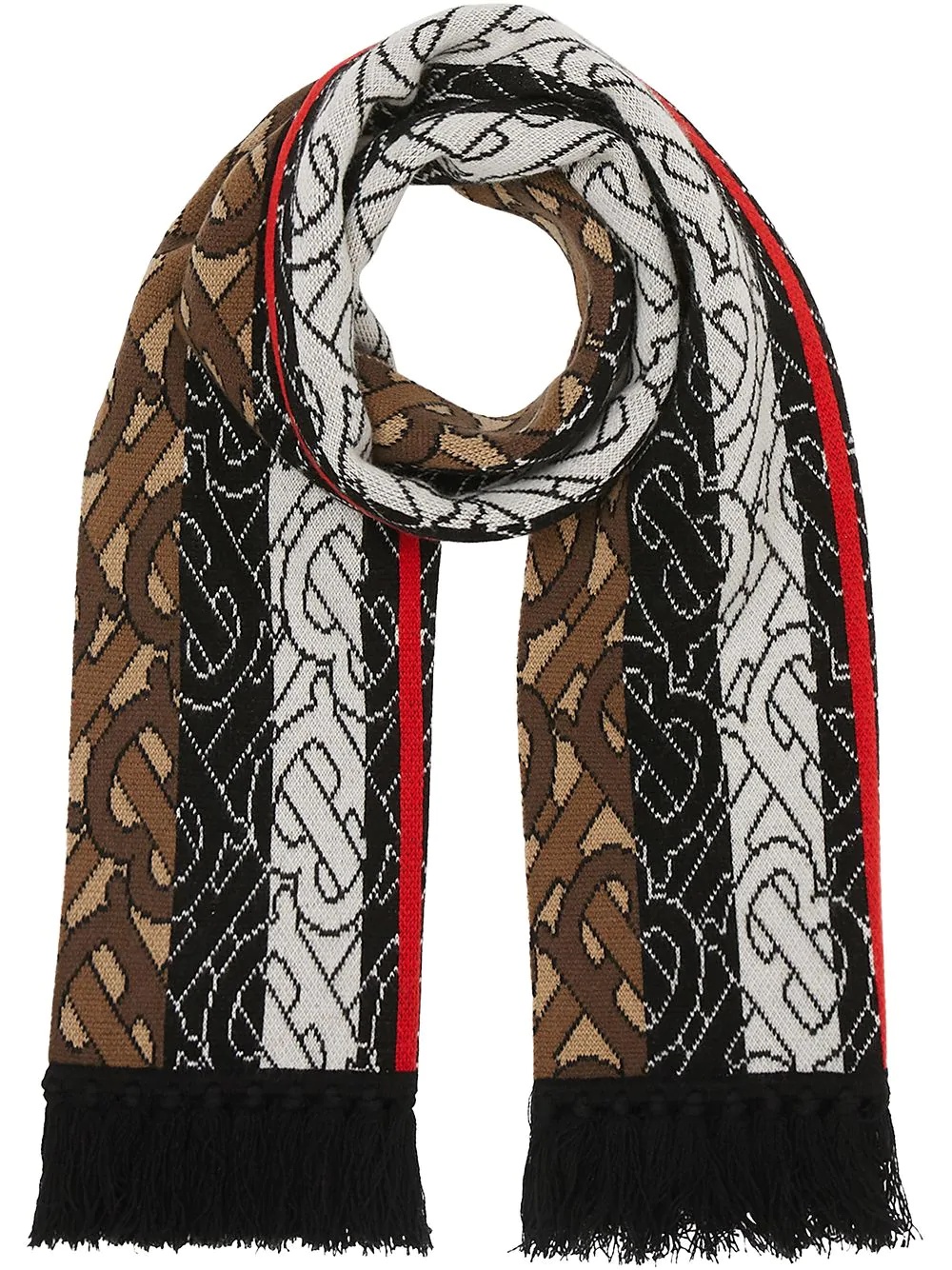 monogram stripe cashmere scarf - 1