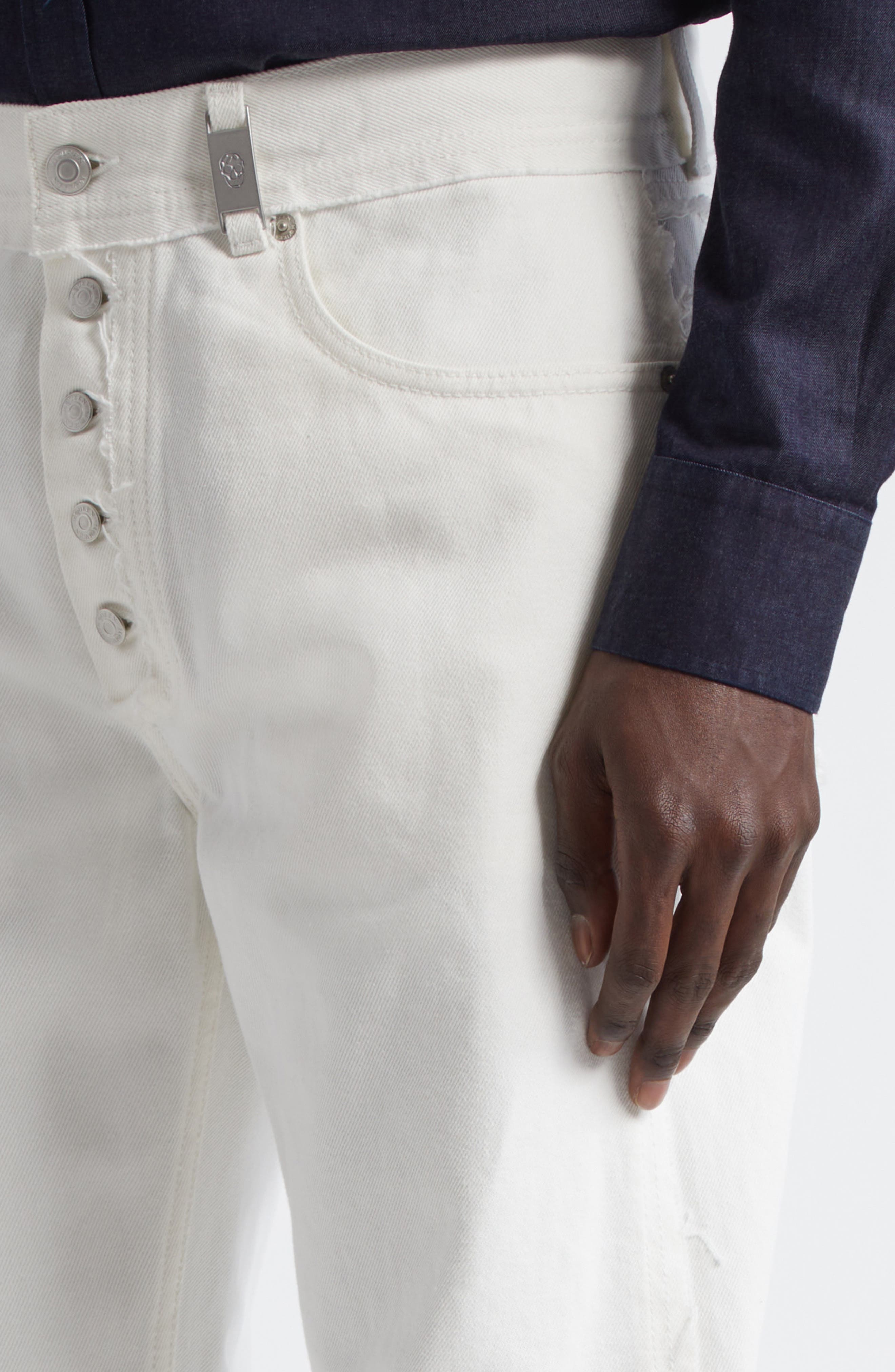 McQueen Straight Leg Jeans in Optical White at Nordstrom - 4