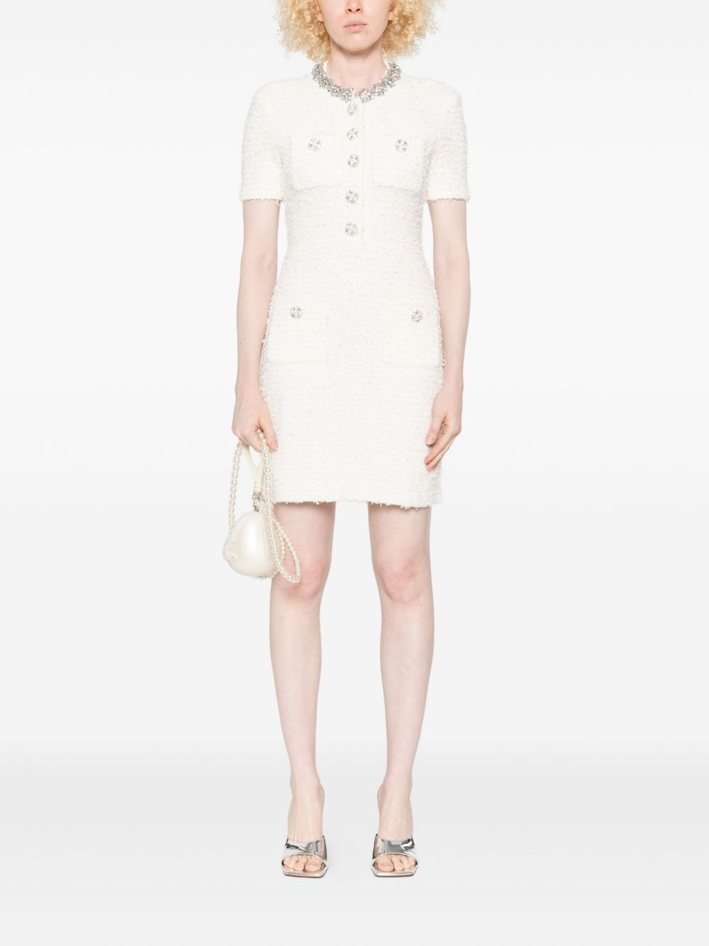 embellished button-detailed mini dress - 2
