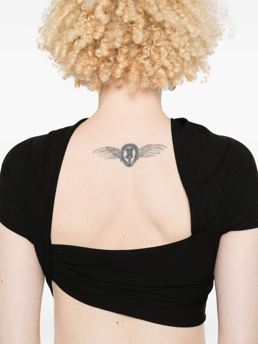crepe draped crop top - 5
