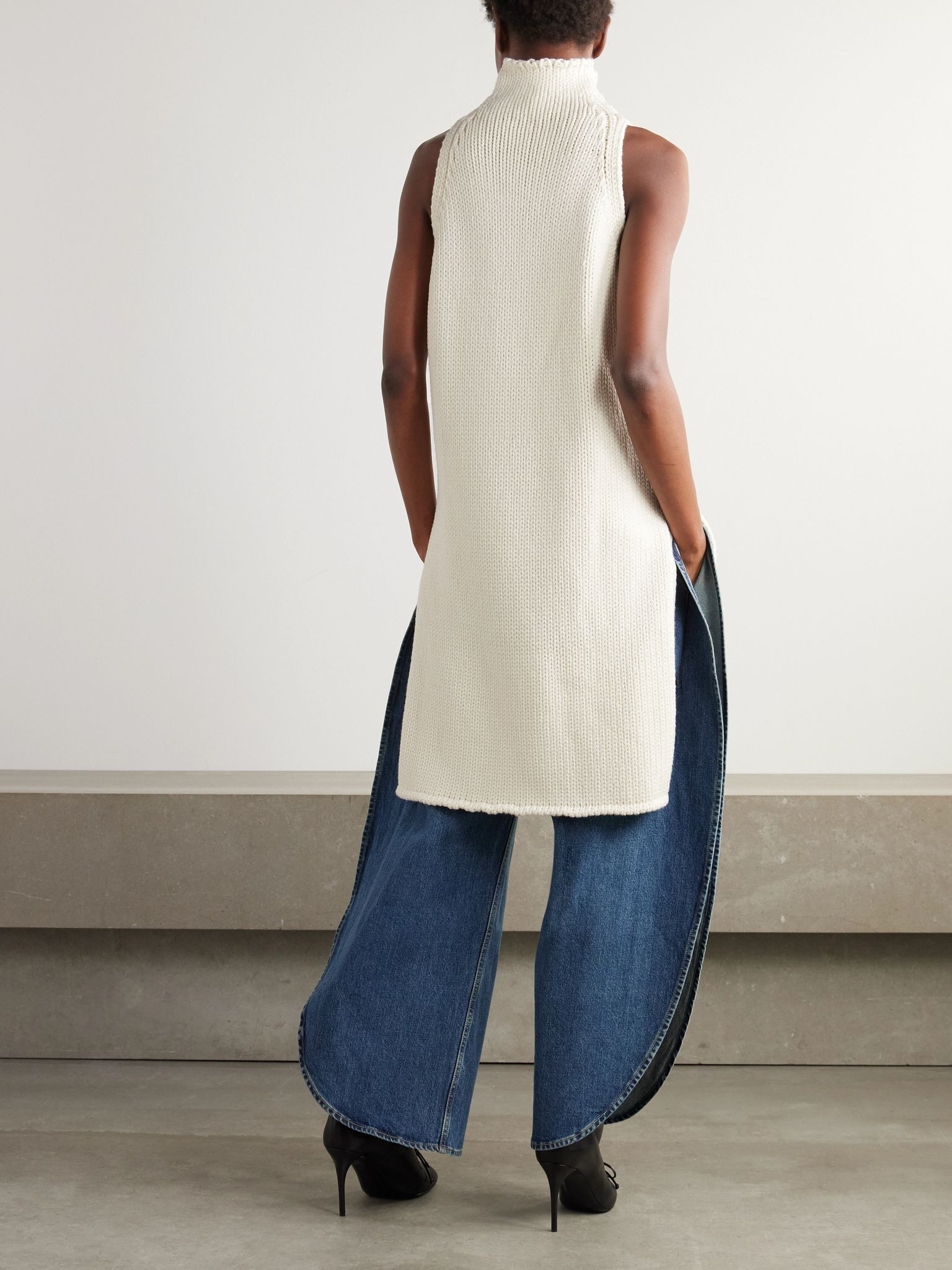 Sleeveless wool turtleneck sweater White - 3