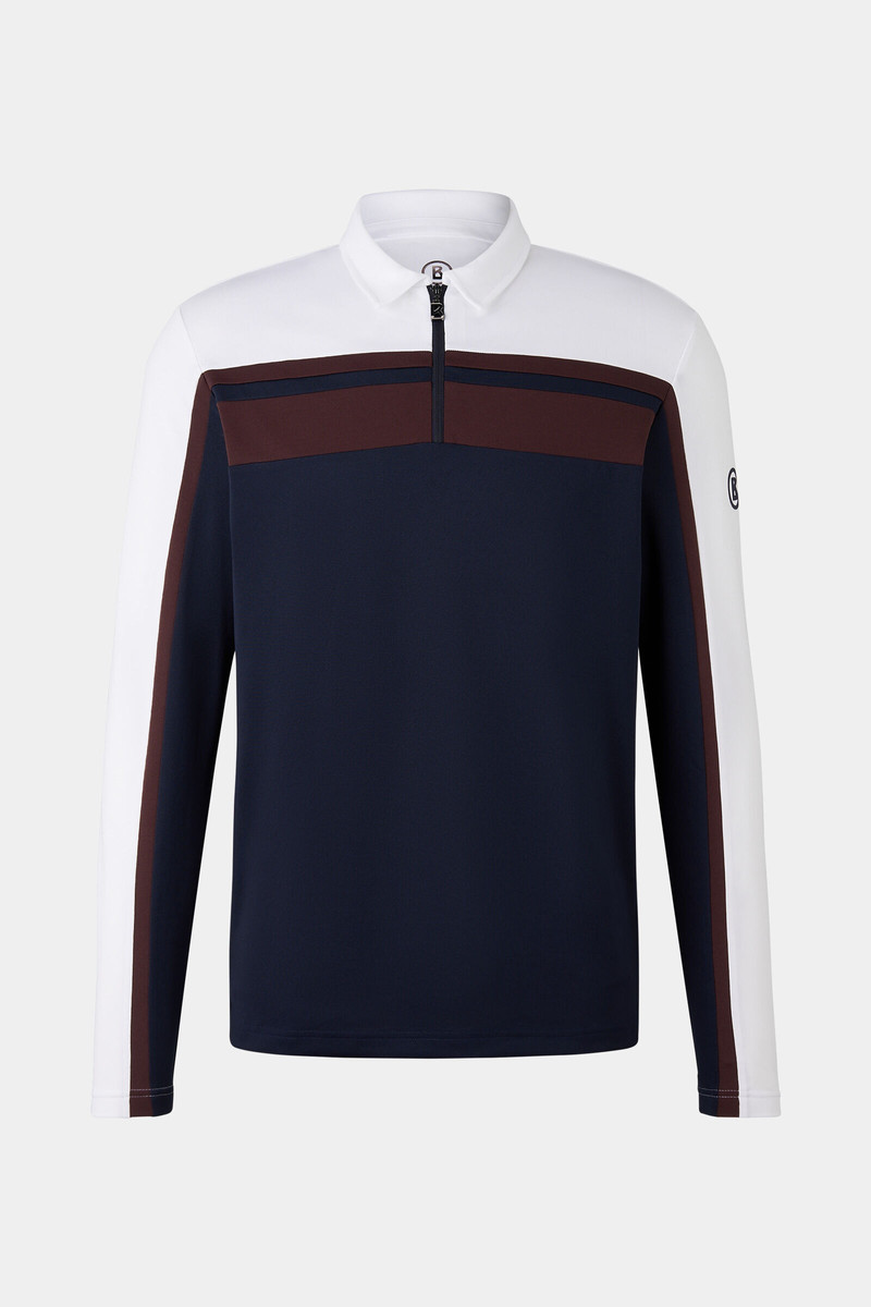 Gernot polo long-sleeved top in Navy blue/white 1