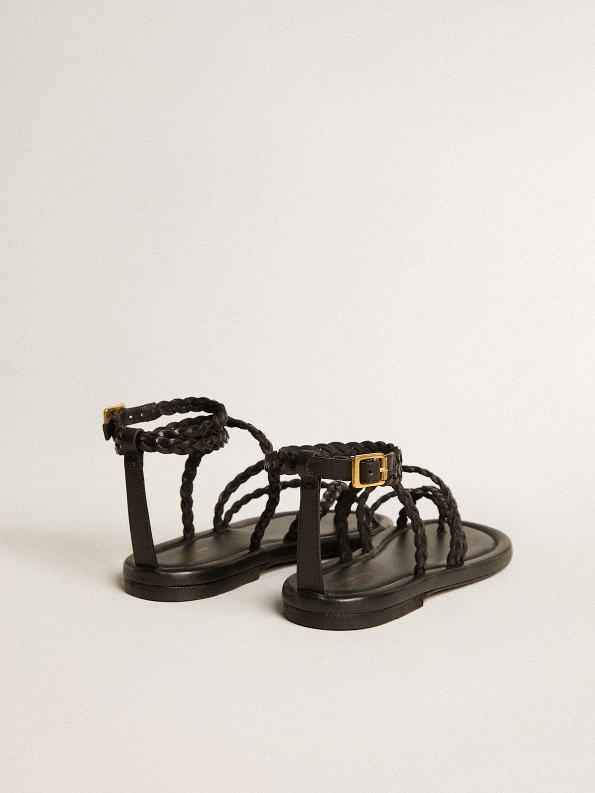 Penelope flat sandals in black leather - 4