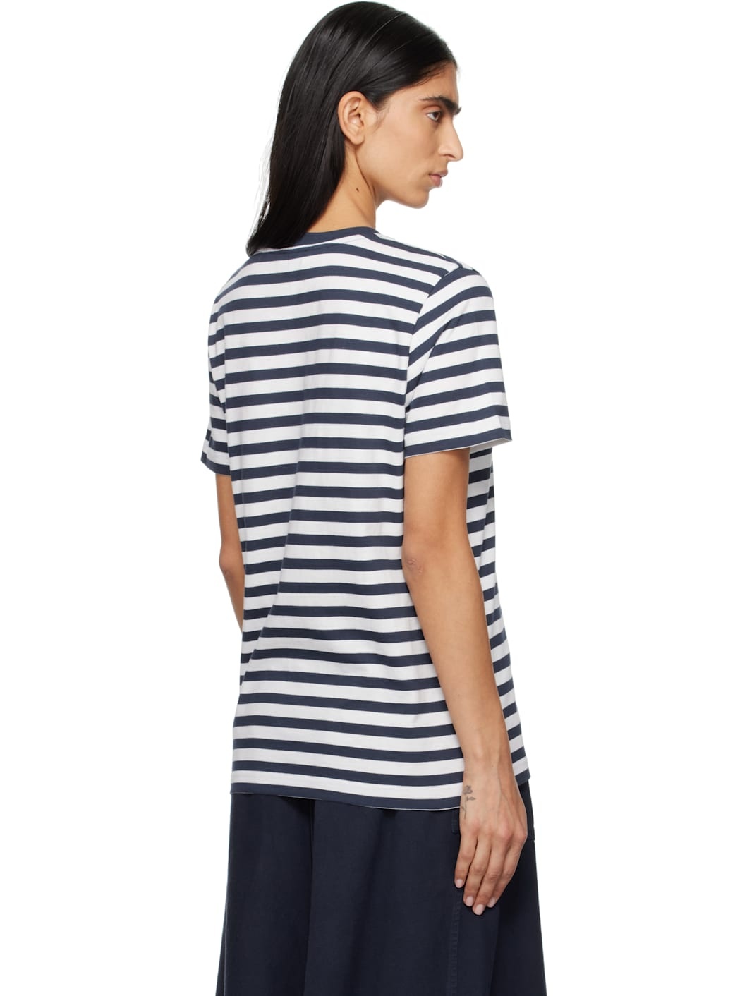 White & Navy Standard 'A.P.C.' Brodé T-shirt - 3