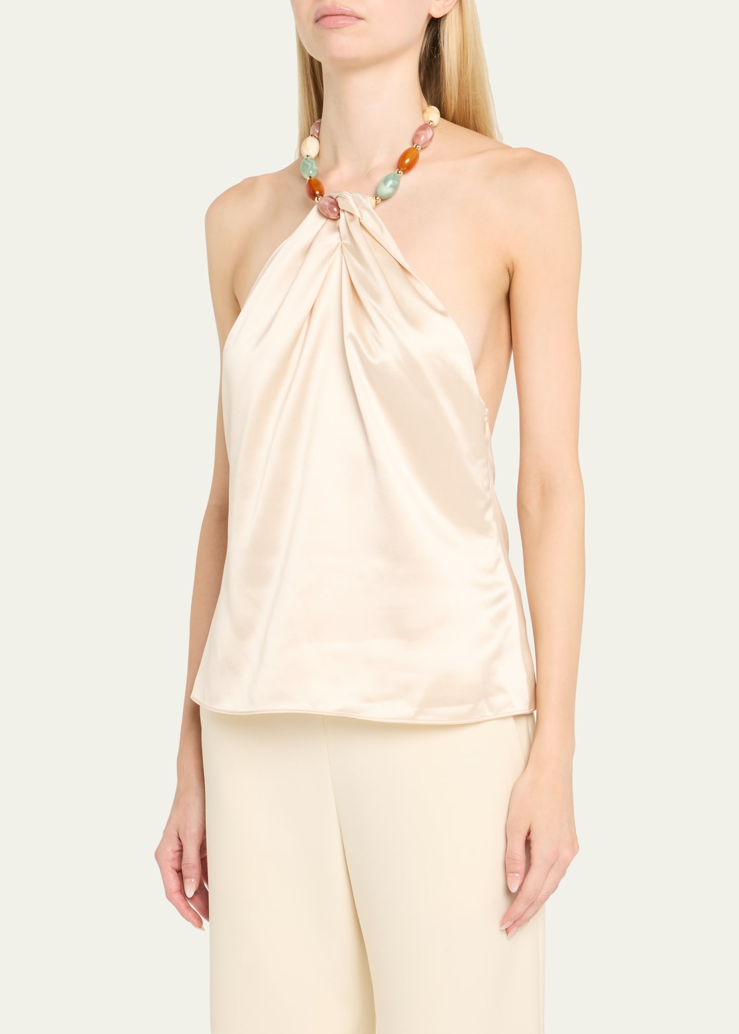 Milani Beaded Satin Halter Top - 4