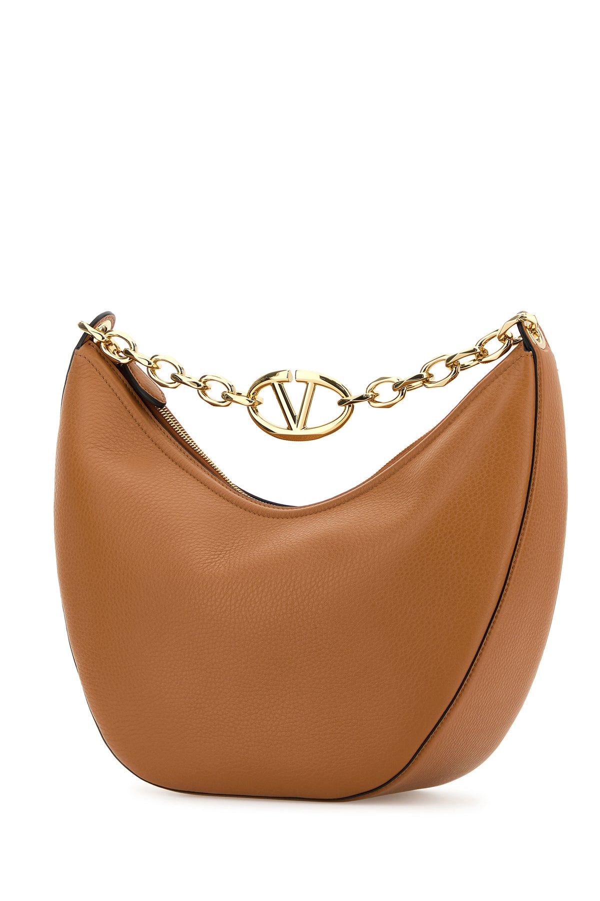 Camel leather medium Hobo VLogo Moon handbag - 2