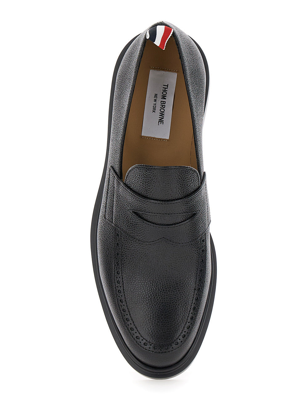 Thom Browne Men Black Slip-On Loafers With Loop Detail In Leather Man - 4