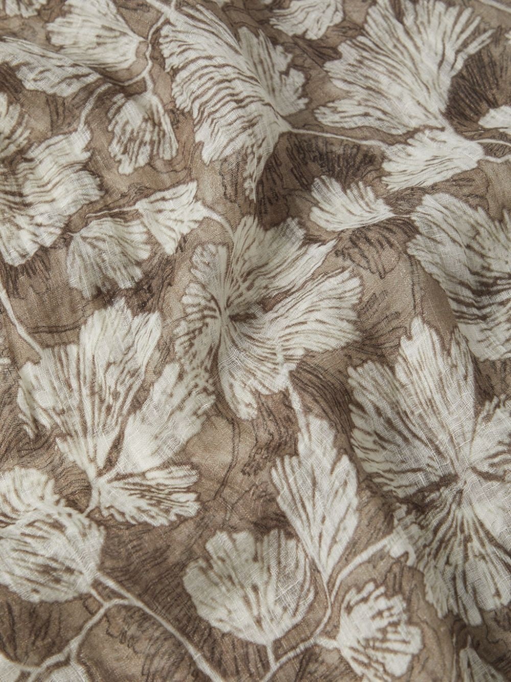floral-print linen scarf - 4