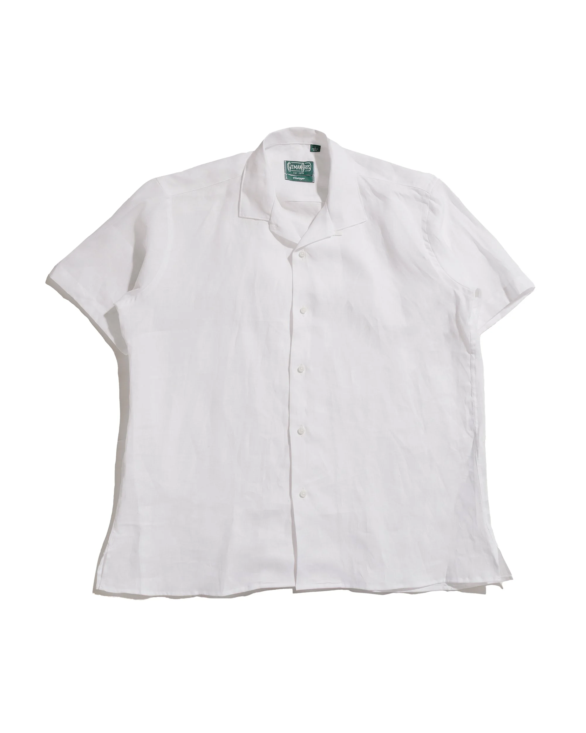 White Linen Short Sleeve Camp Shirt - 1