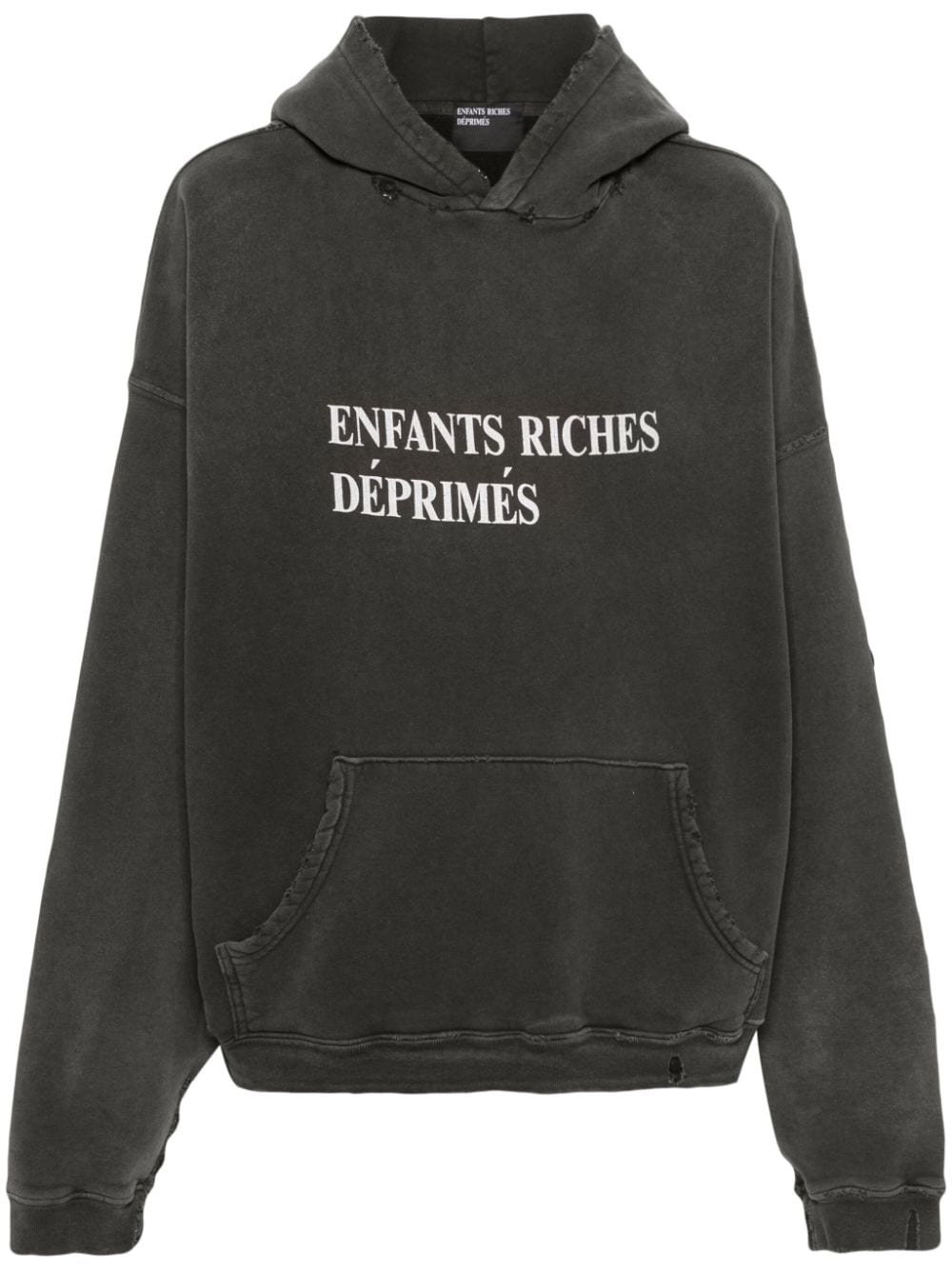 distressed logo-print hoodie - 1