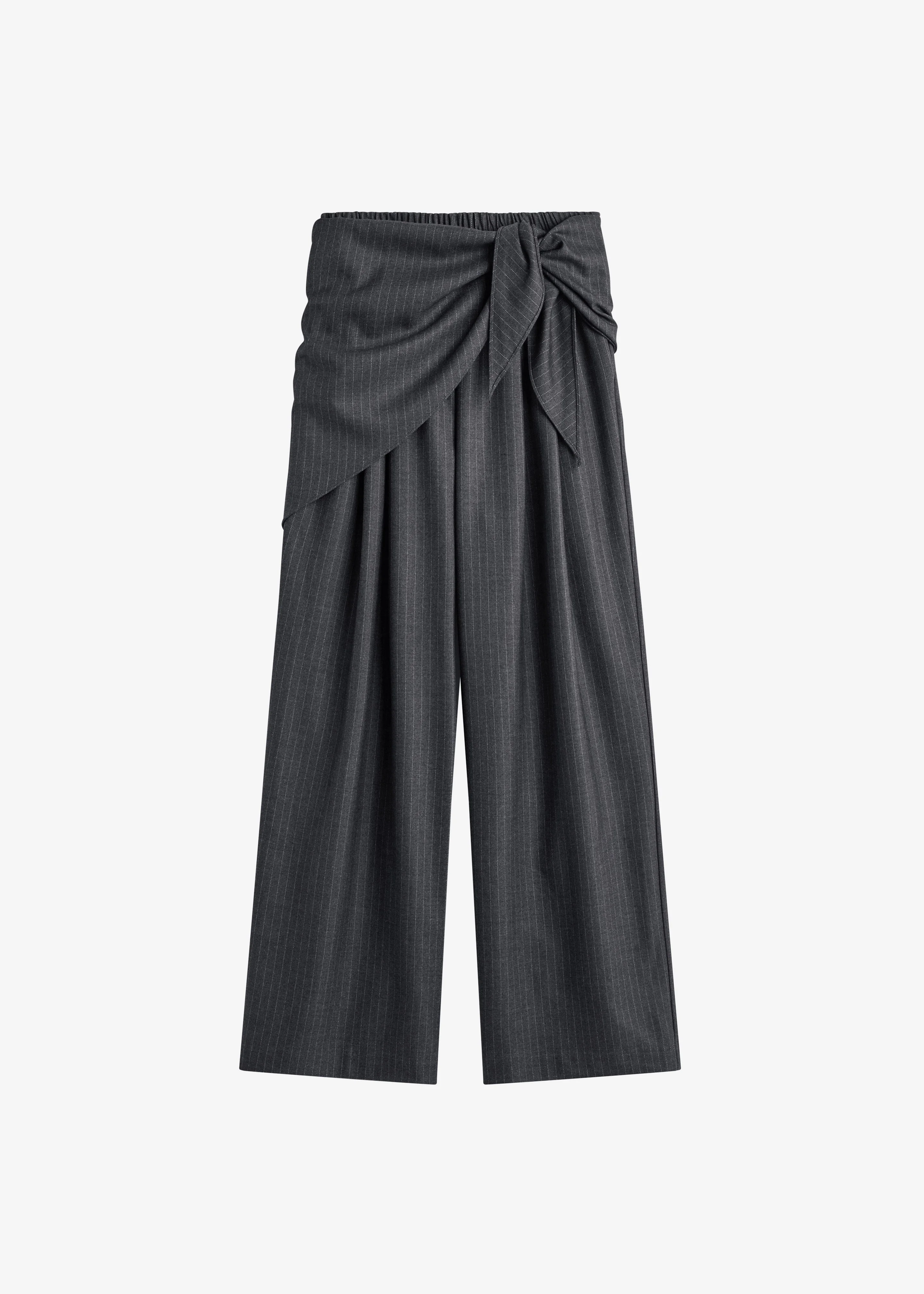 Rovigo Scarf Wrap Pants - Grey Stripe - 1