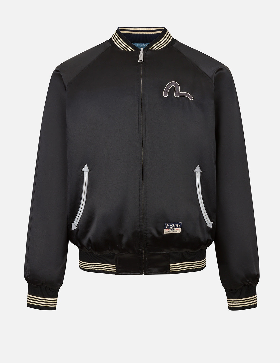 Soaring Snake Embroidery and Traditional Japanese Totem Prints Reversible Relax Fit Souvenir Jacket - 2