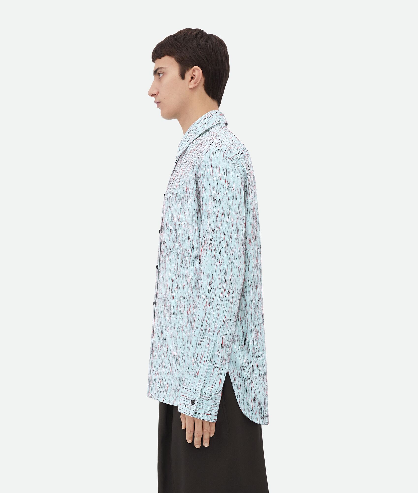 Textured Viscose Stripe Shirt With "BV" Embroidery - 2
