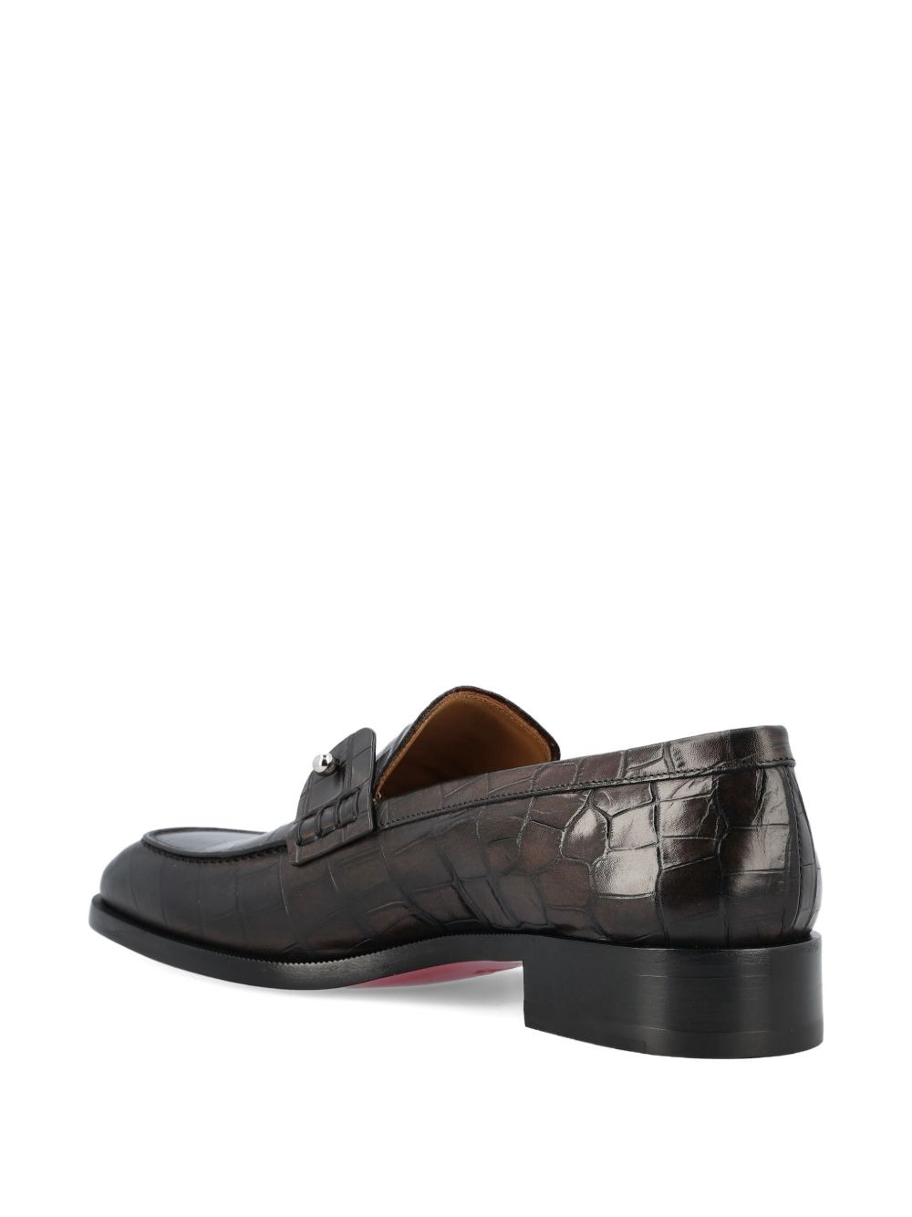 crocodile-embossed metal-detail loafers - 4