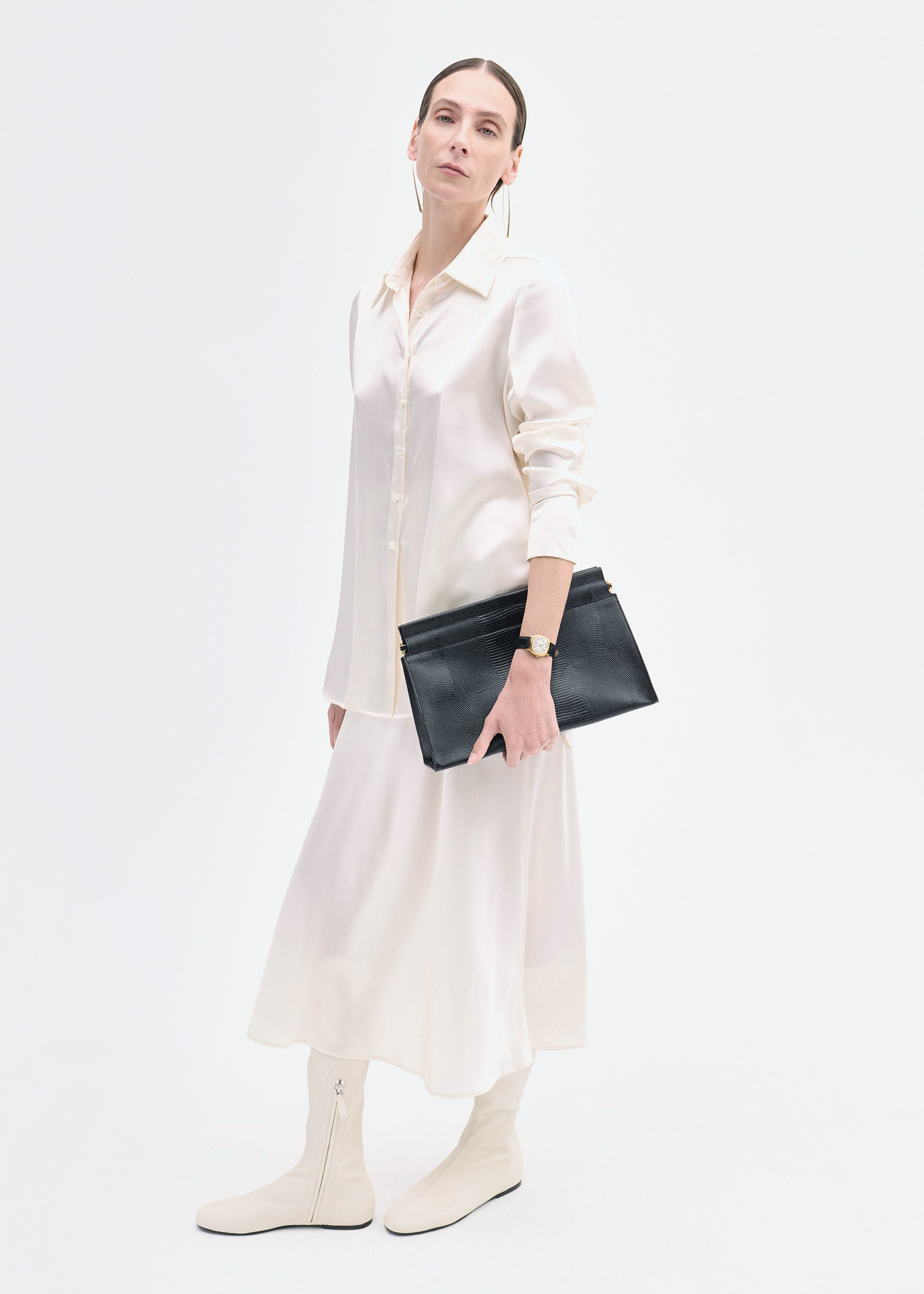 Bias Cut Slip Skirt in Silk - 3