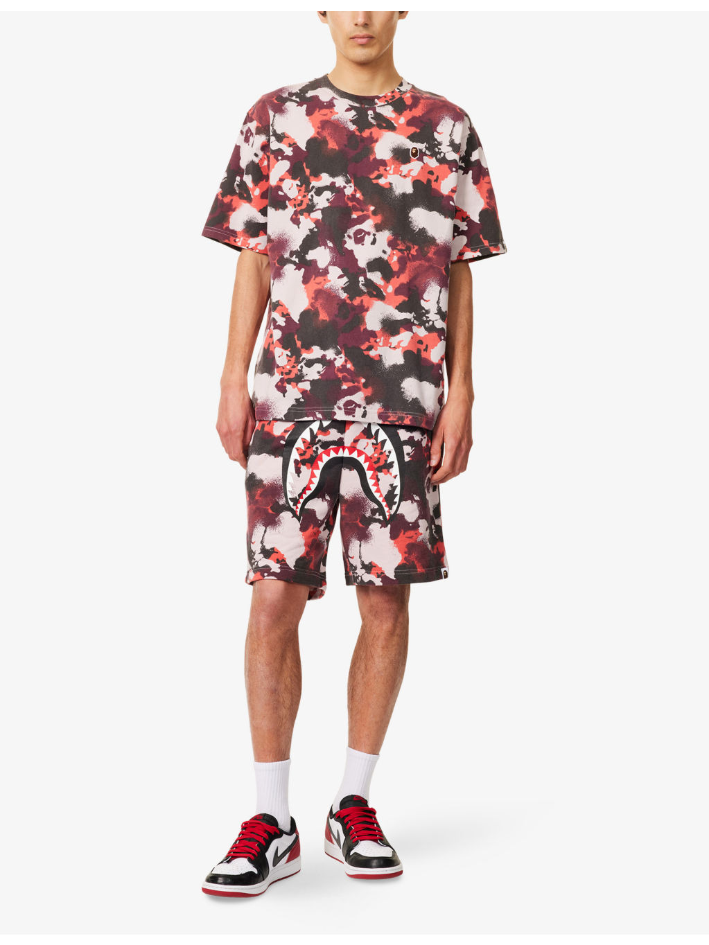 Shark-Graphic Camo Cotton-Jersey Sweat Shorts - 2