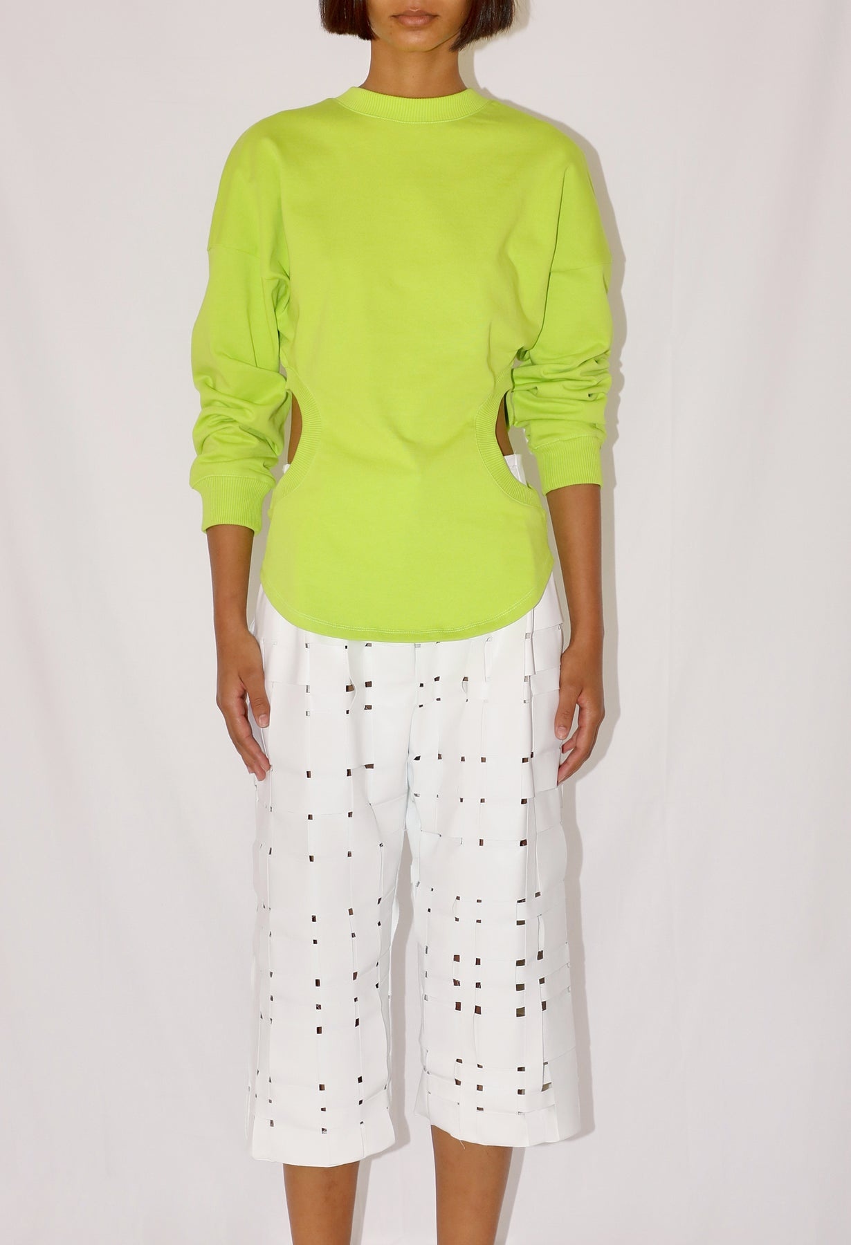 LONG SLEEVE JERSEY TOP WITH CUTOUT DETAIL ACID LIME - 2