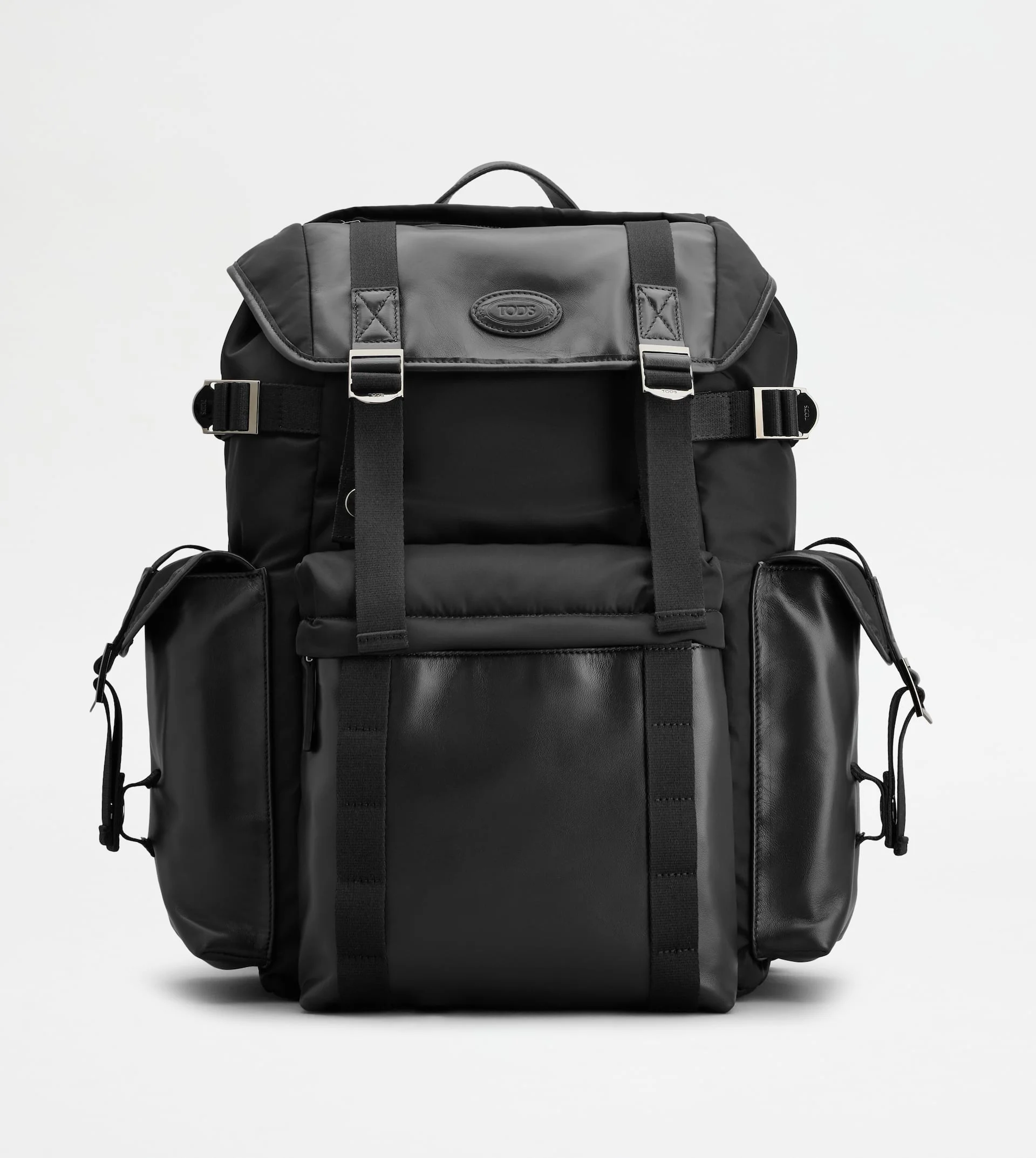 BACKPACK IN FABRIC AND LEATHER MEDIUM - BLACK - 1