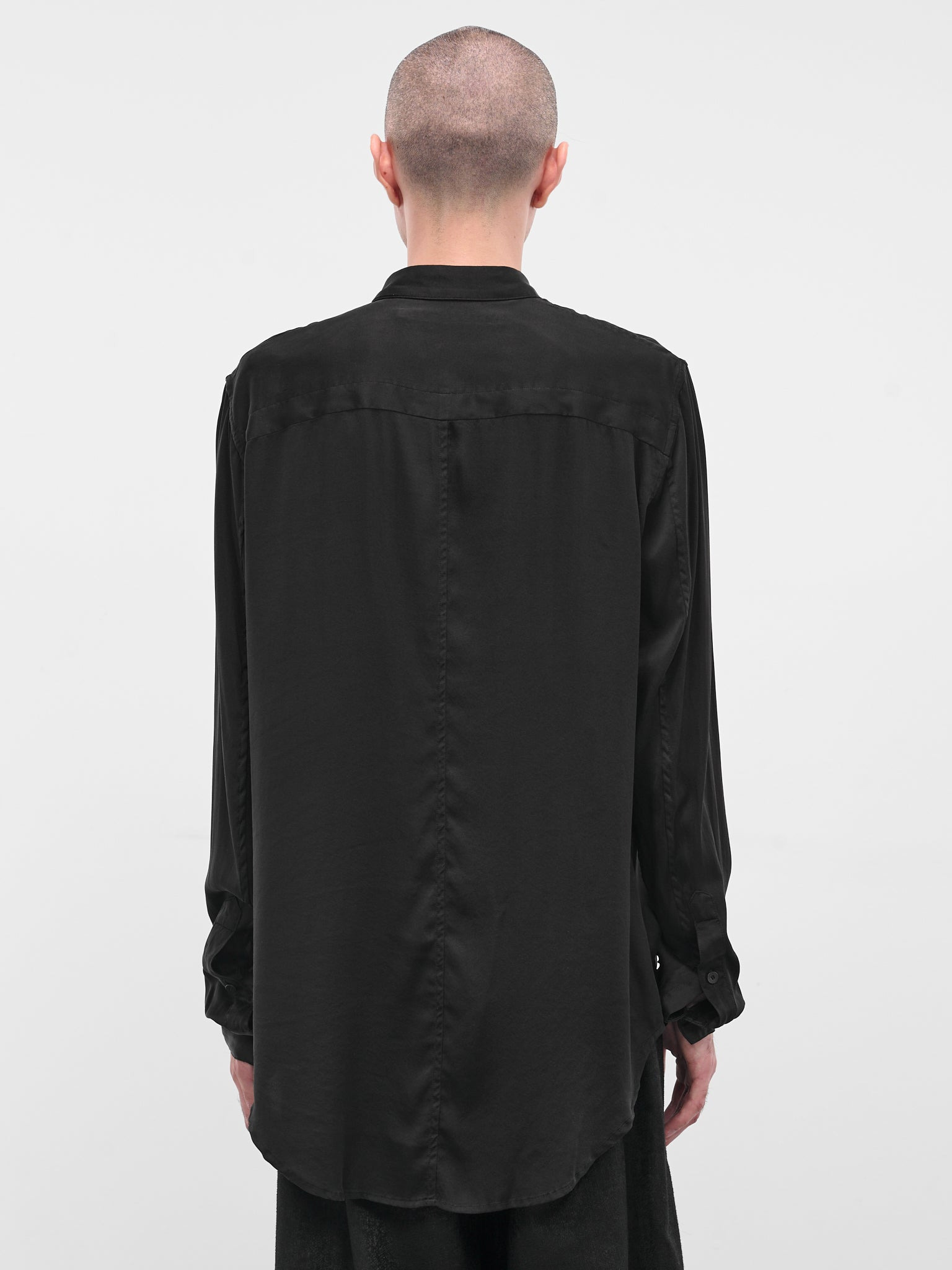 Black Silk Button-Up Shirt - 3