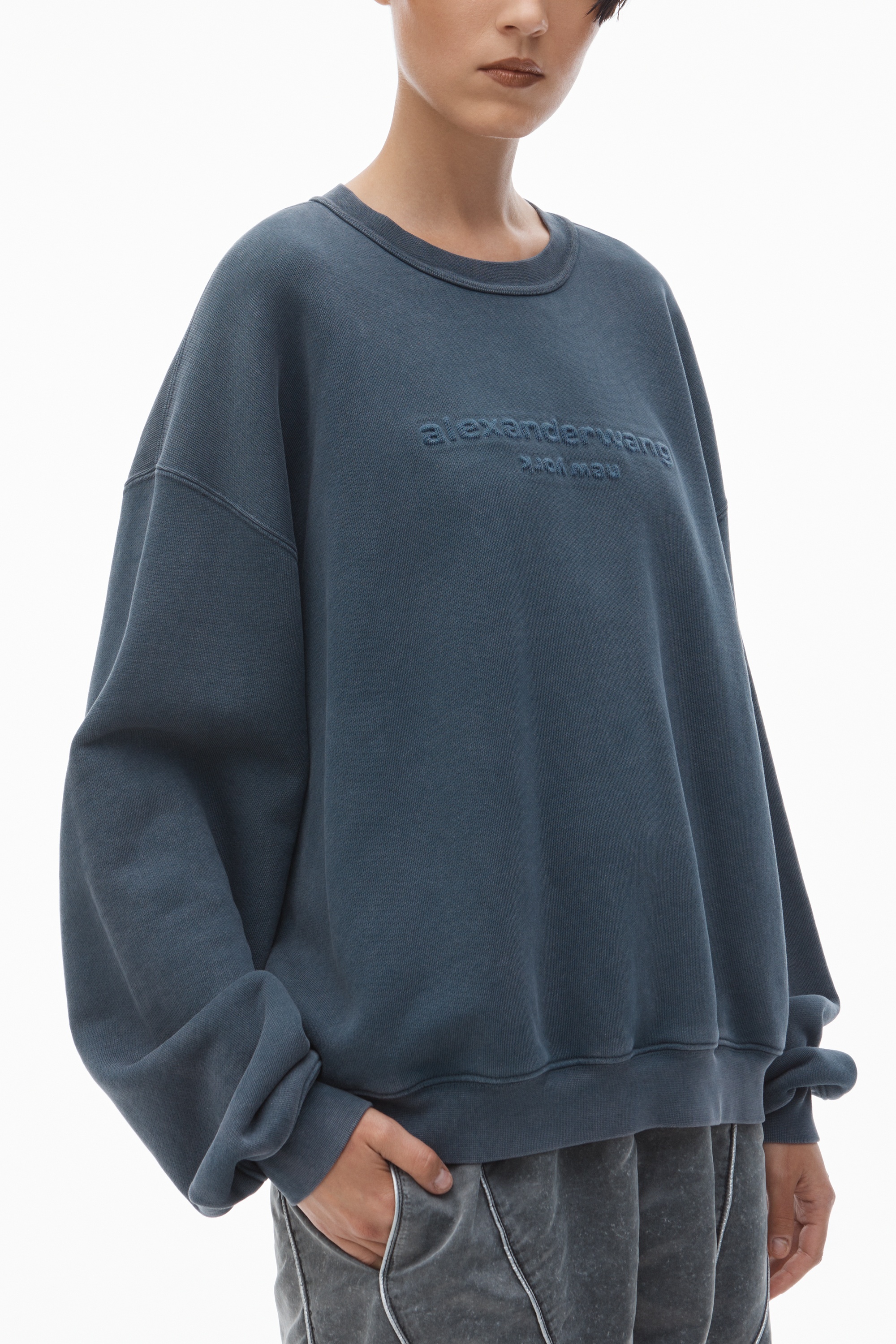 logo-embossed sweatshirt in cotton - 5