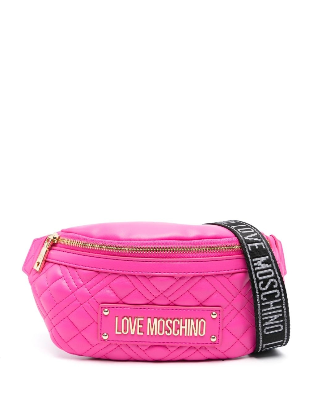 logo-lettering quilted belt bag - 1