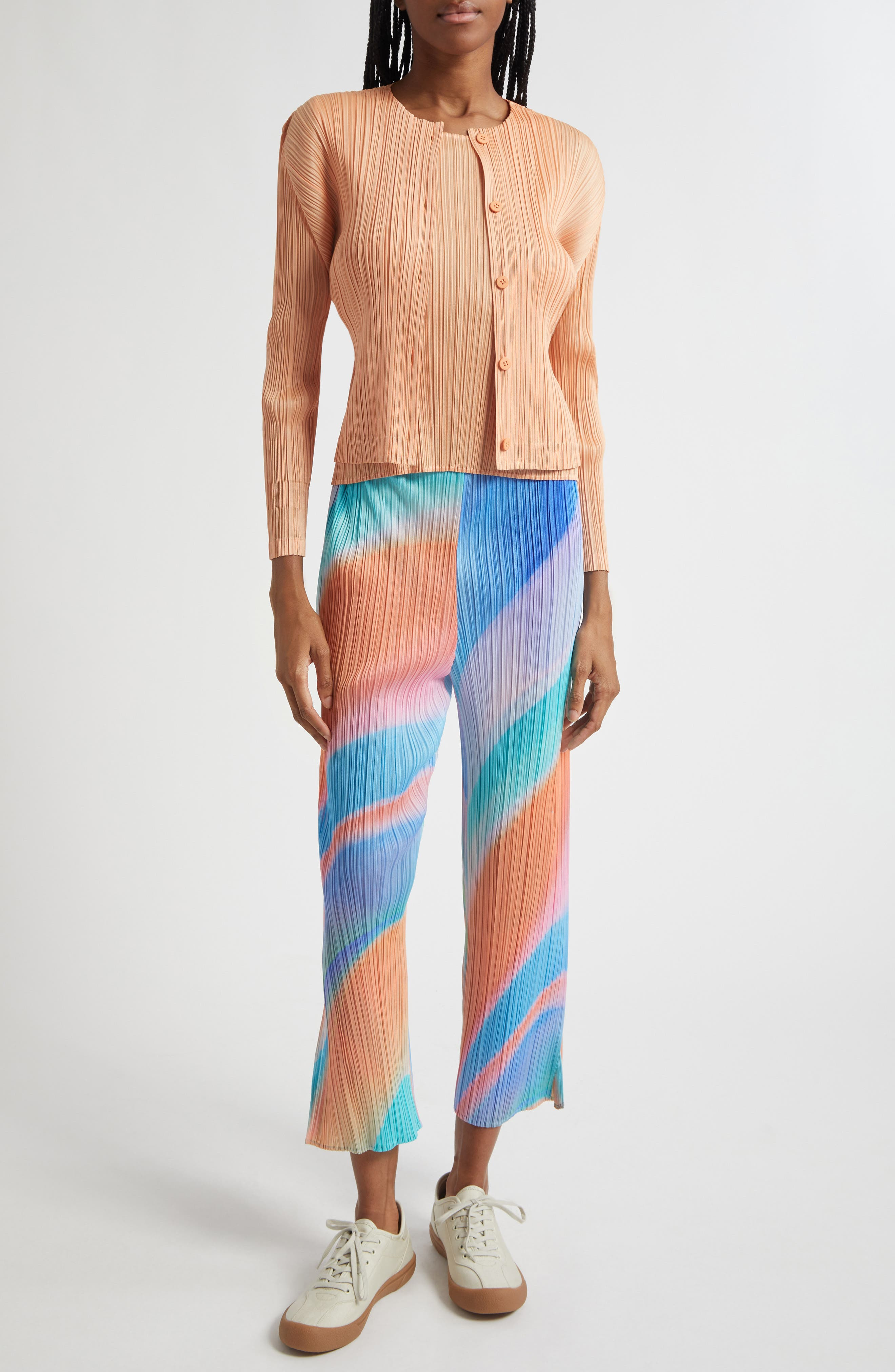 Pleats Please Issey Miyake Groove Pleated Ankle Pants in Blue at Nordstrom - 2