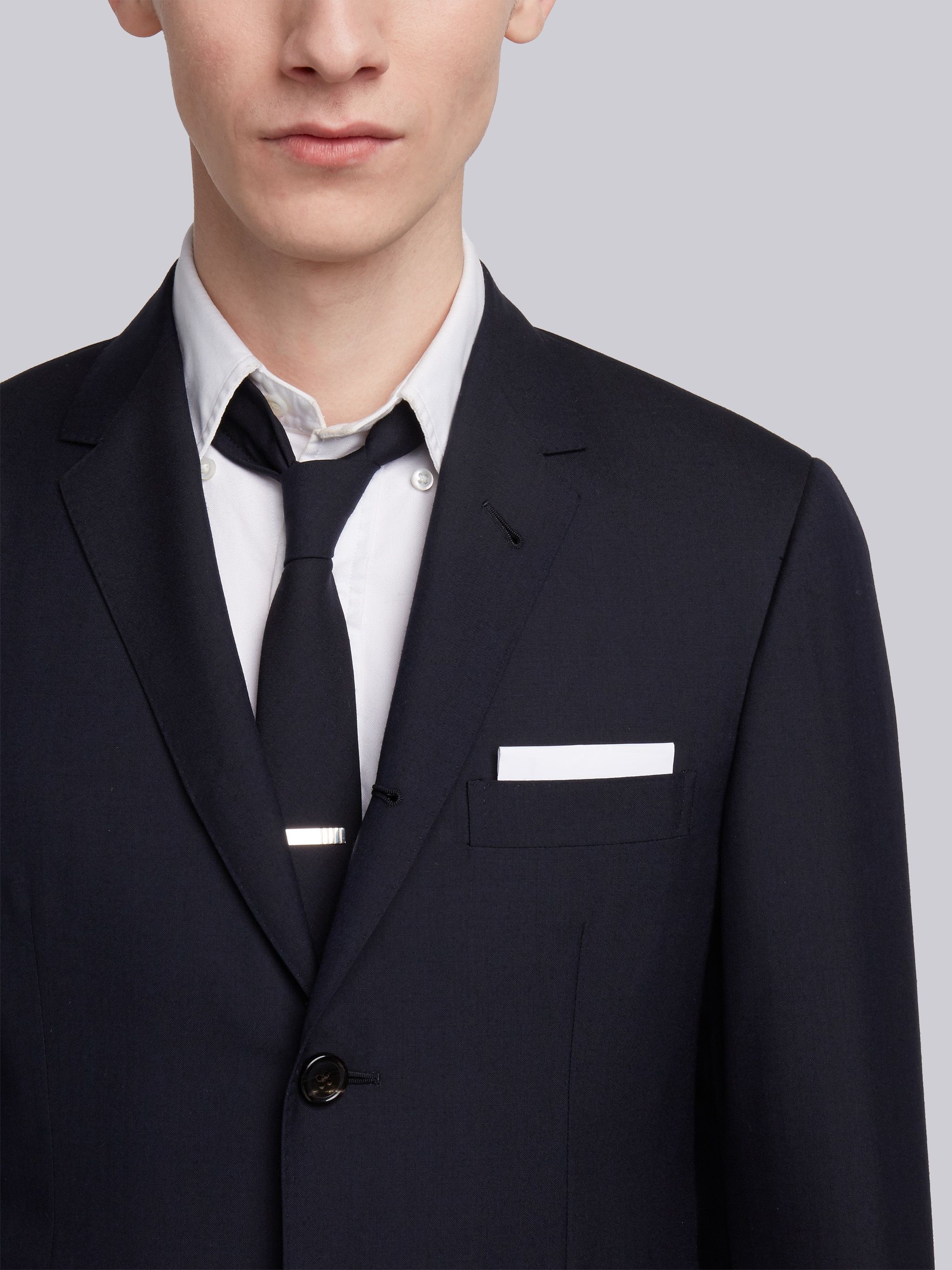 Navy Super 120's Plain Weave Wool Classic Suit - 5