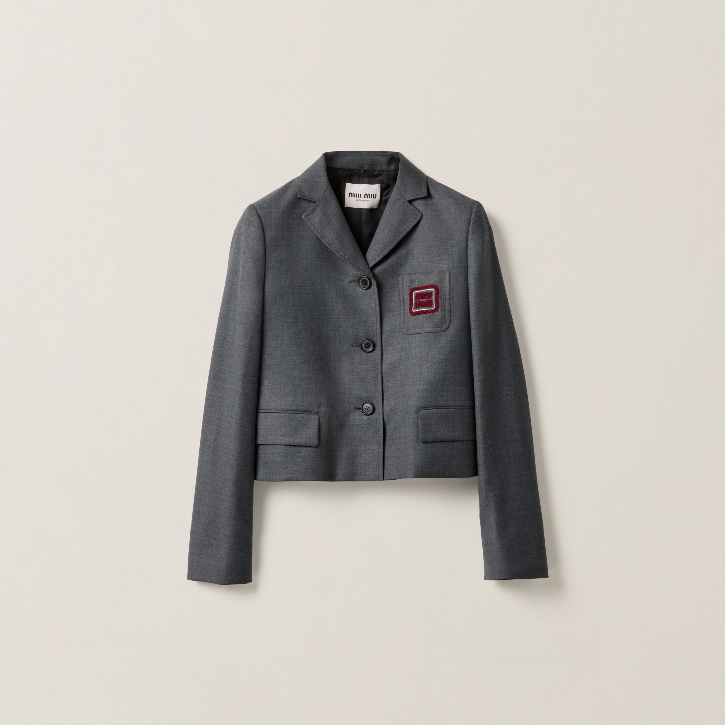 Single-breasted grisaille jacket with logo - 1