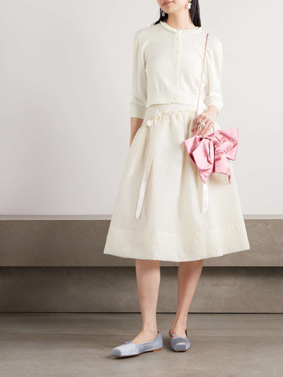 Simone Rocha Cropped faux pearl-embellished merino wool and silk-blend cardigan outlook