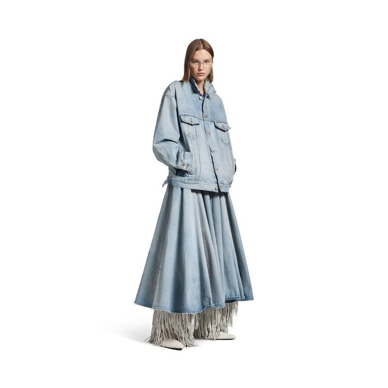 BALENCIAGA Women's Godet Maxi Skirt in Dirty Light Blue outlook