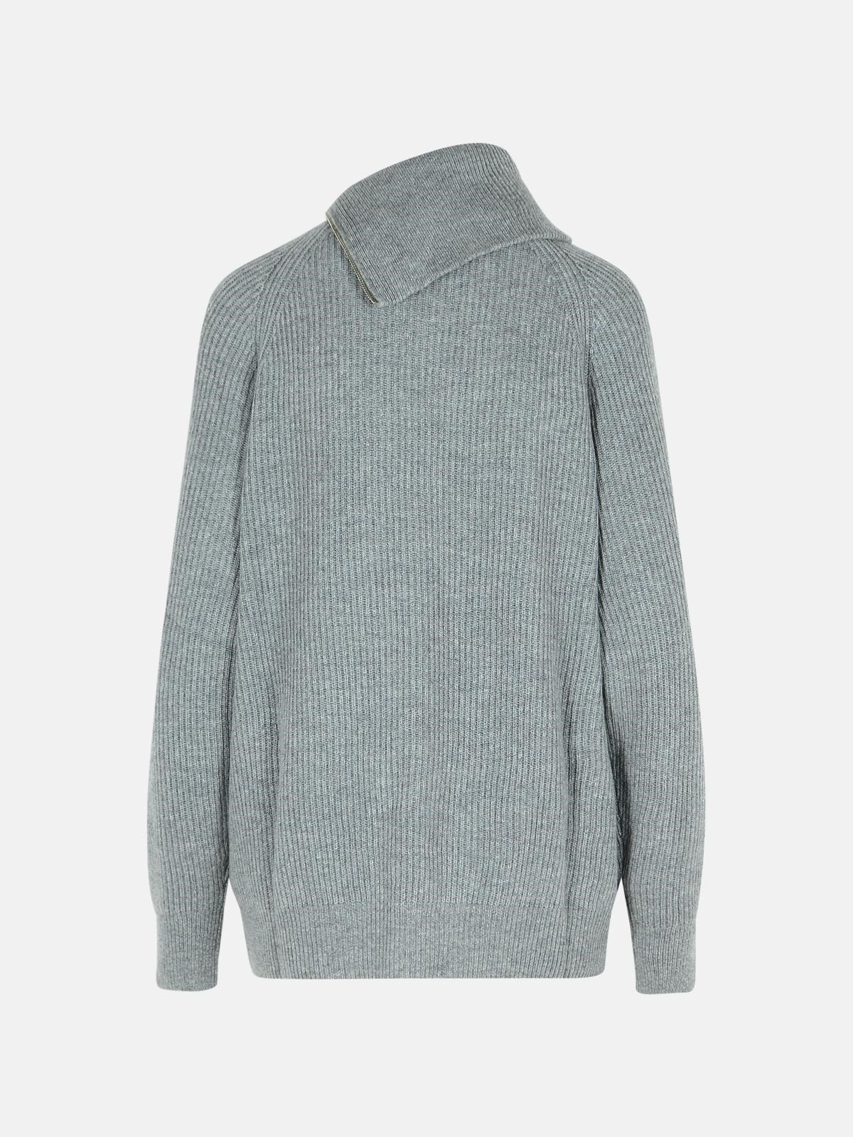 'SALPA' CASHMERE BLEND SWEATER WITH MEDIUM GREY ZIP - 3