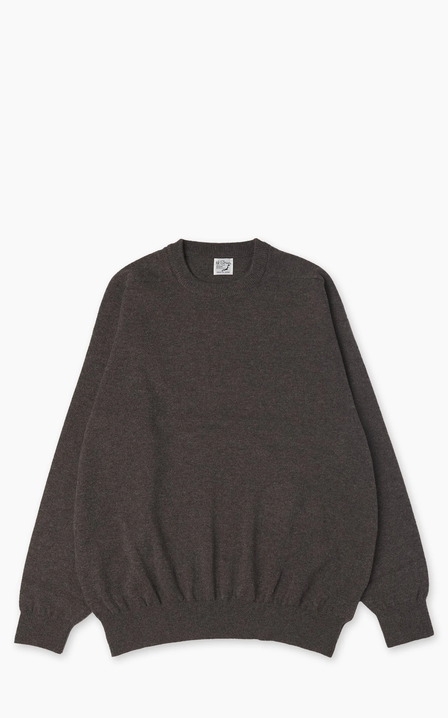 ORSLOW SIMPLE CREWNECK WOOL SWEATER BROWN - 1