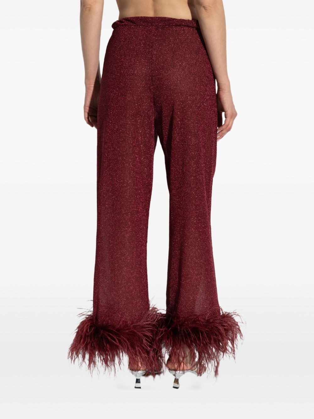 Plumage feather-trim trousers - 4