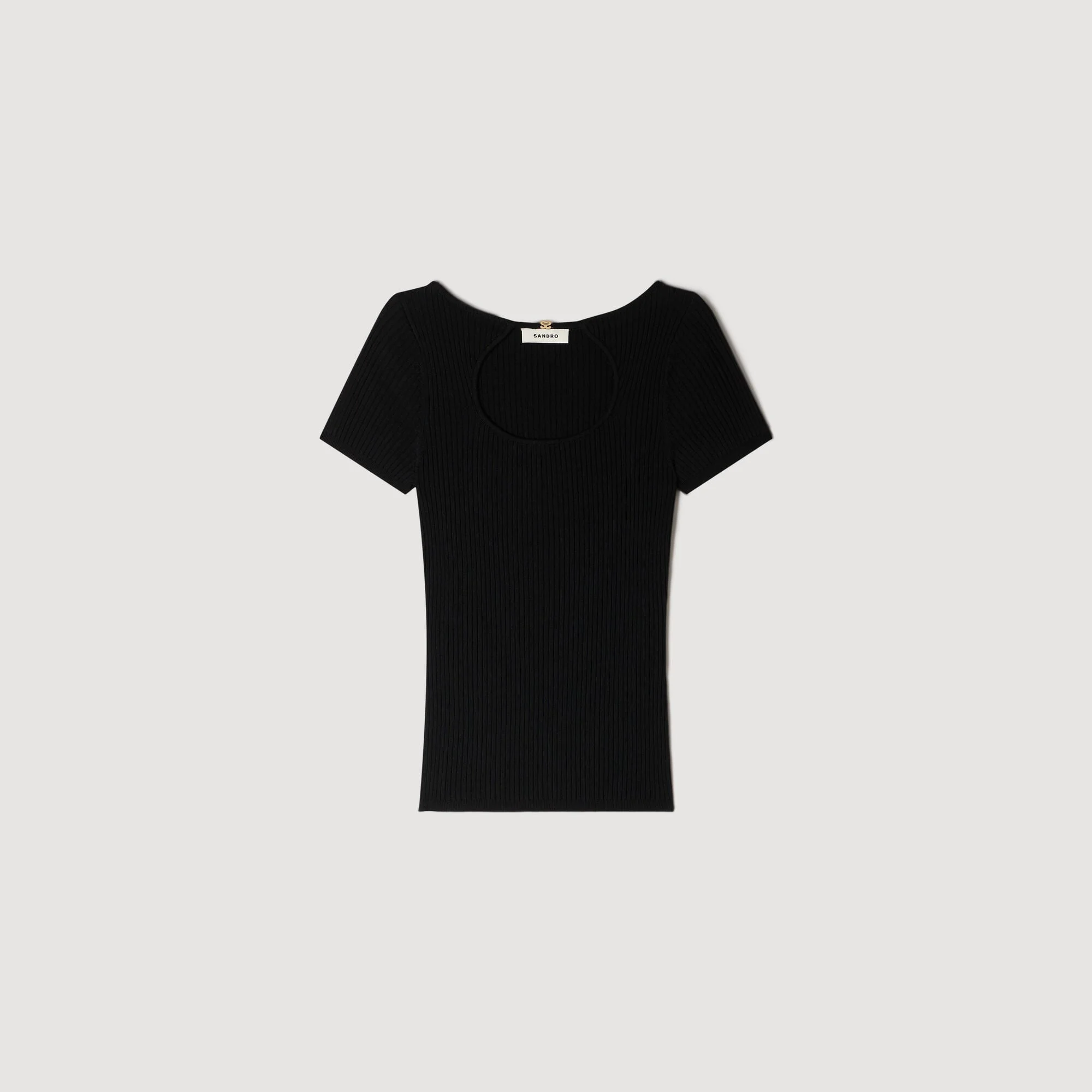OPENWORK COLLAR KNIT TOP - 1