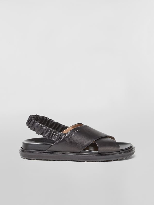 CRISS-CROSS FUSSBETT IN BLACK NAPPA LEATHER WITH STRETCH SLINGBACK - 1