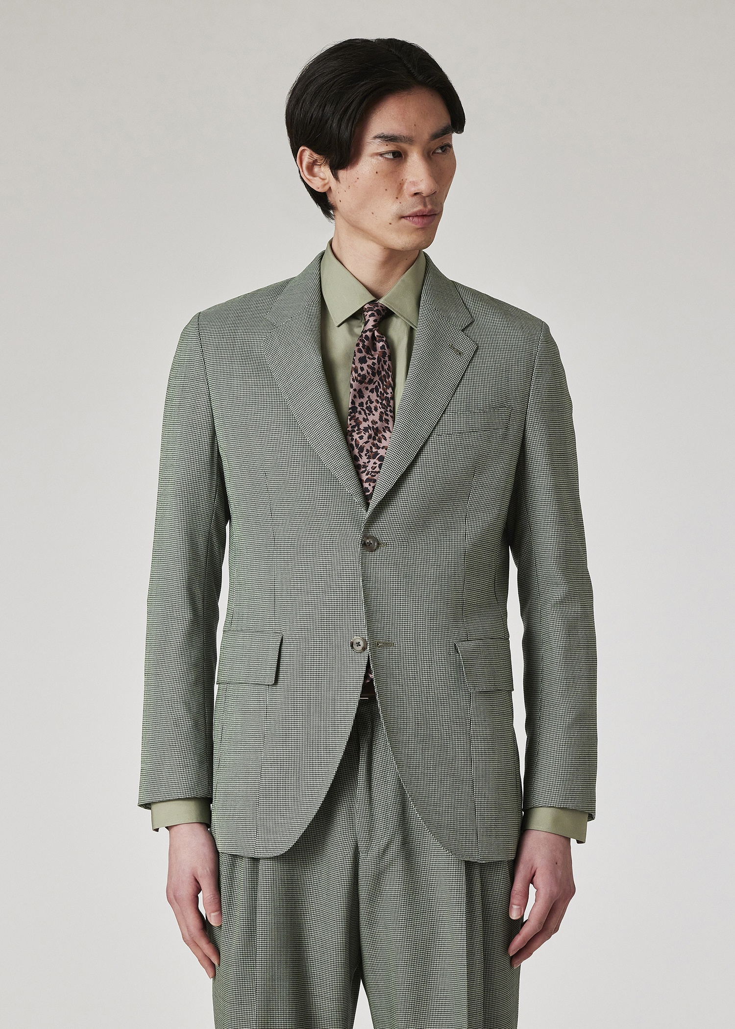 Green Overdyed Micro-Houndstooth Wool Suit - 2