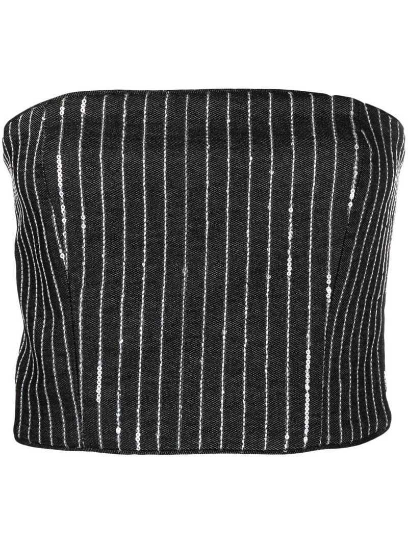 sequinned striped crop top 1