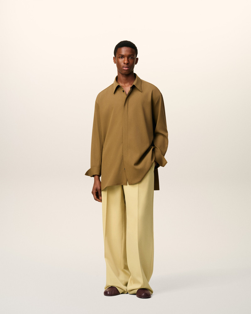 AMI Paris GREEN WOOL LOW WAIST WIDE TROUSERS outlook