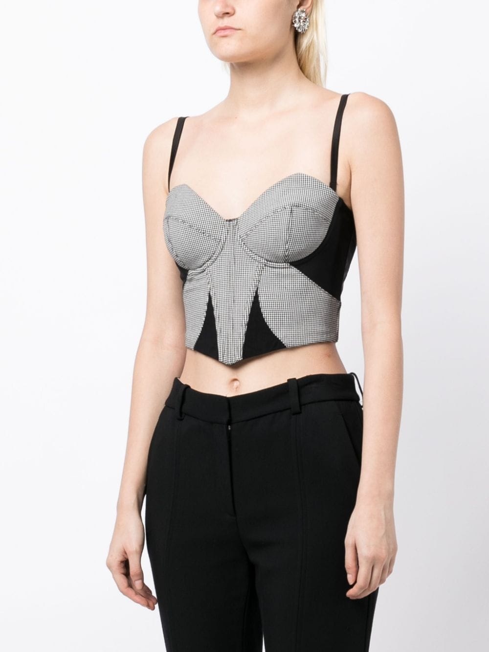houndstooth-pattern bustier crop top - 3