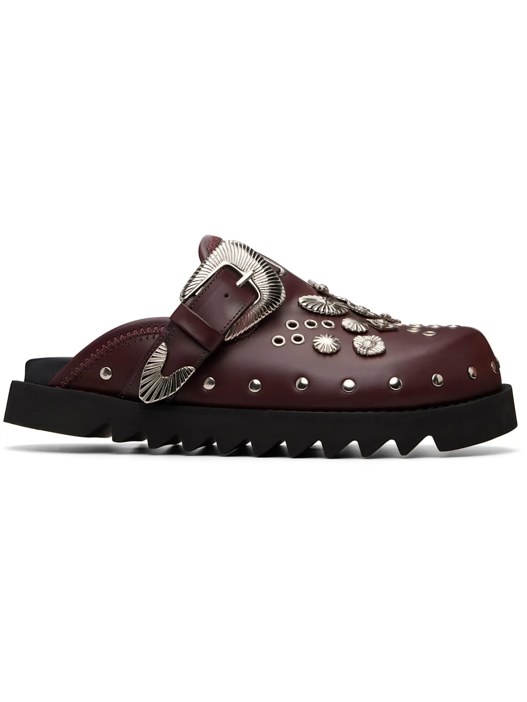 뚱 베어 독점적 인 Burgundy Eyelet 금속 Sabot Slip-on Loafers - 1
