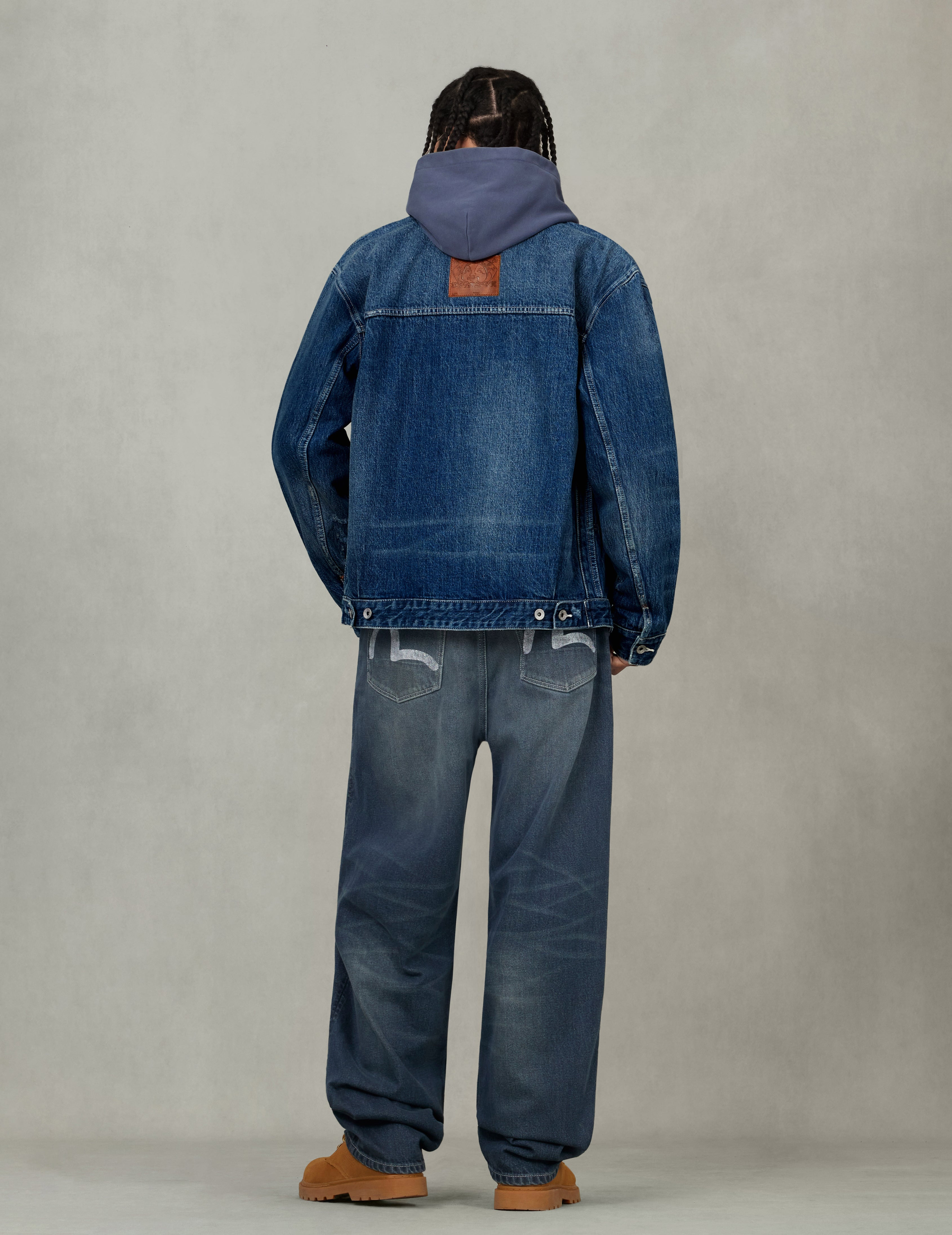 Distressed Seagull Print Relax Fit Vintage Washed Denim Jacket - 6