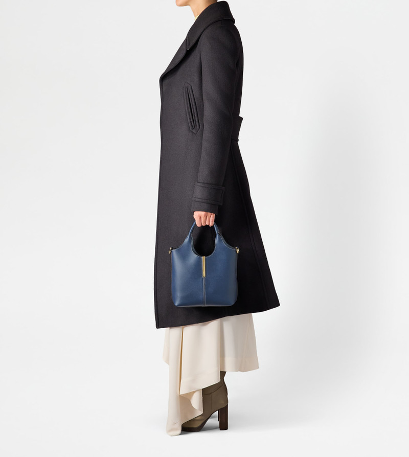 TOTE SHOPPING BAG IN LEATHER MINI - BLUE 7