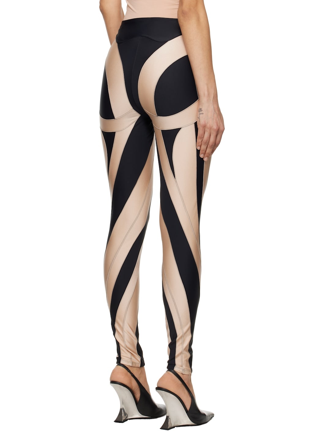 Black & Beige Spiral Leggings - 3
