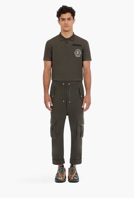 Khaki cotton cargo sweatpants - 4