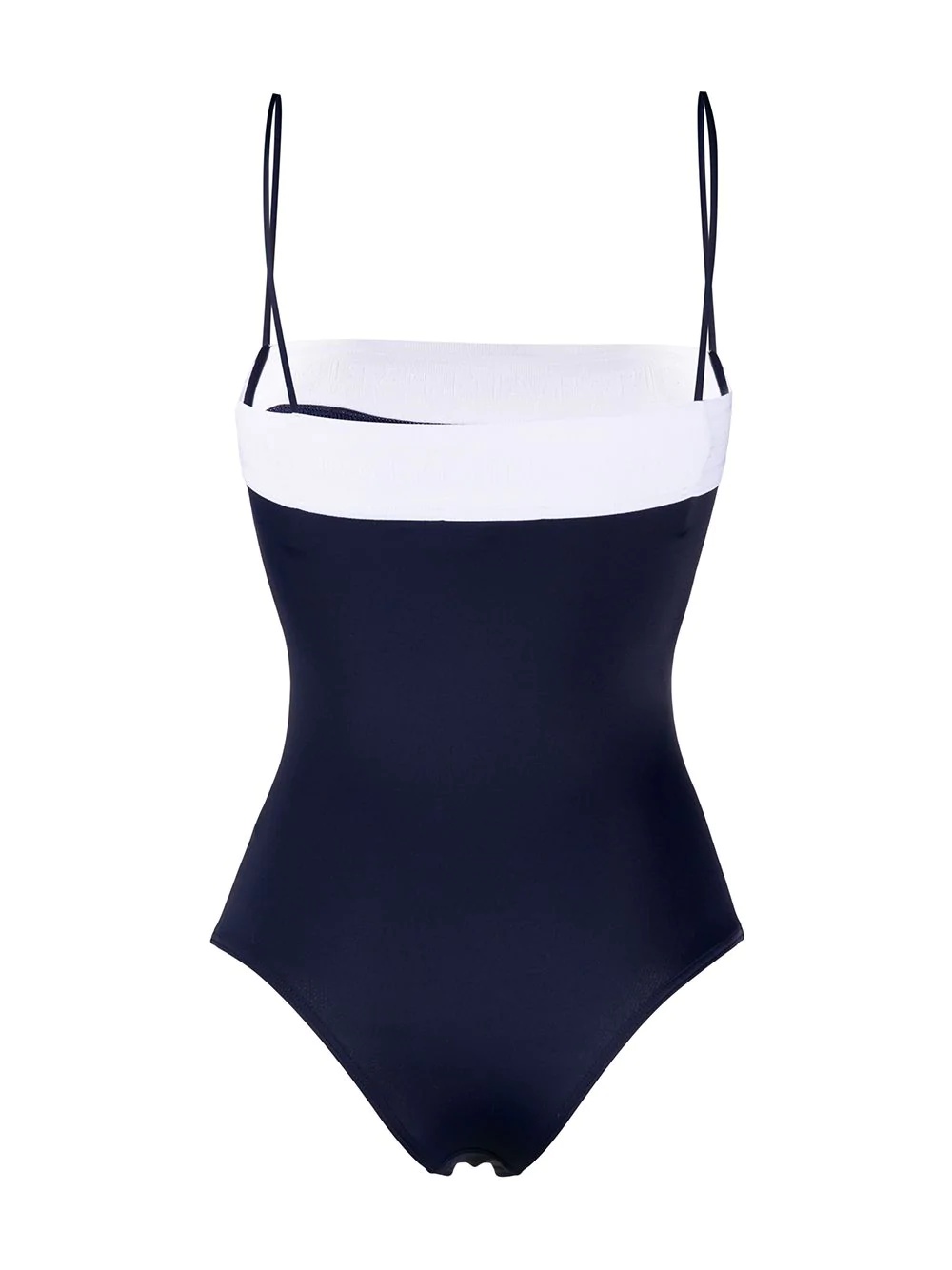 two-tone logo-band swimsuit - 2