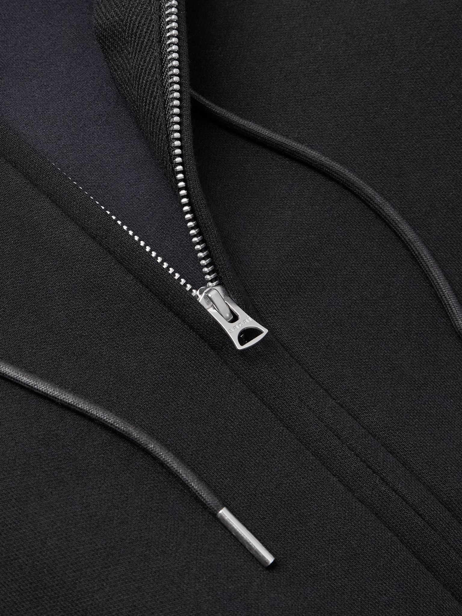 MA-1 Nylon-Trimmed Cotton-Blend Jersey Zip-Up Hoodie Black - 5