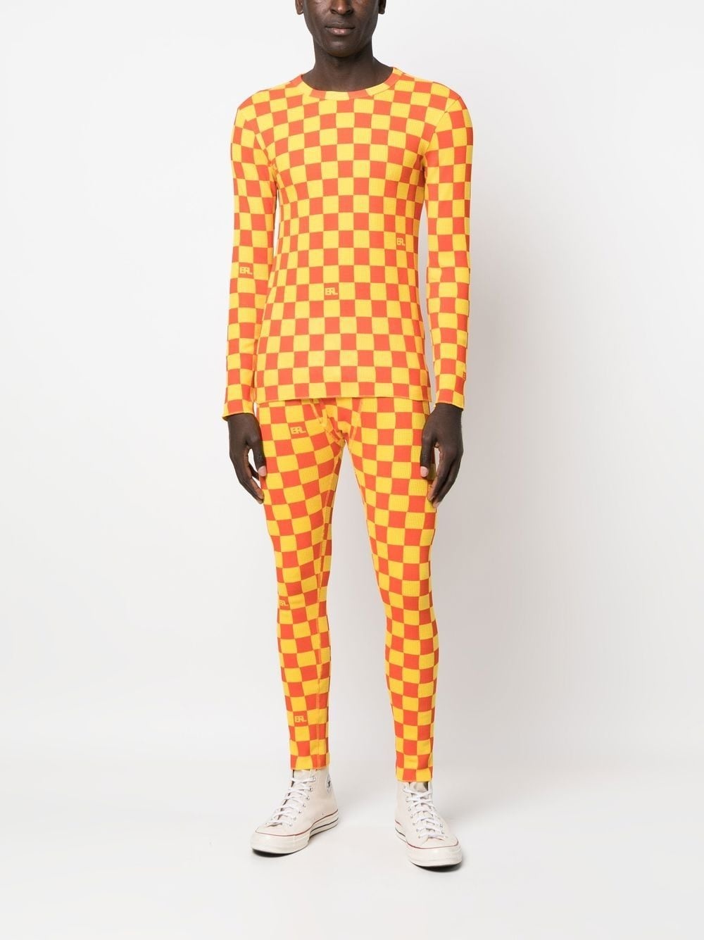 logo checkerboard print T-shirt - 2