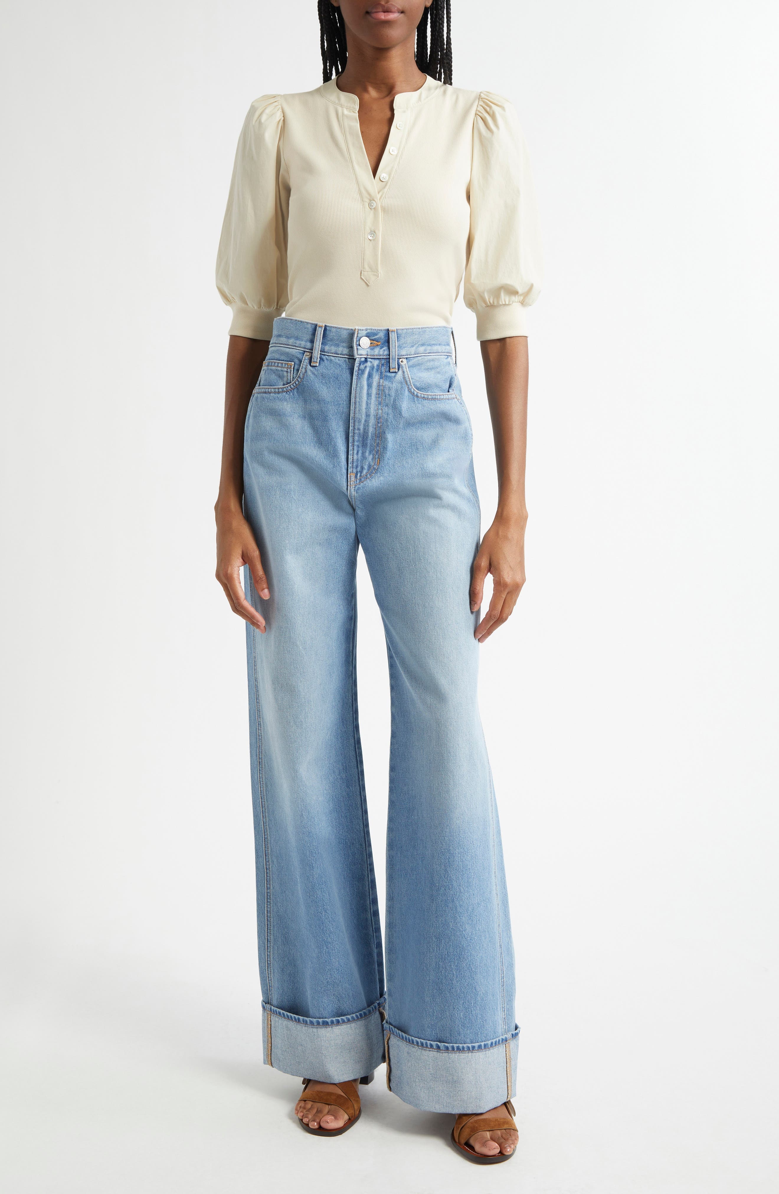 Veronica Beard Taylor High Waist Wide Leg Jeans in Bright Nova at Nordstrom - 2