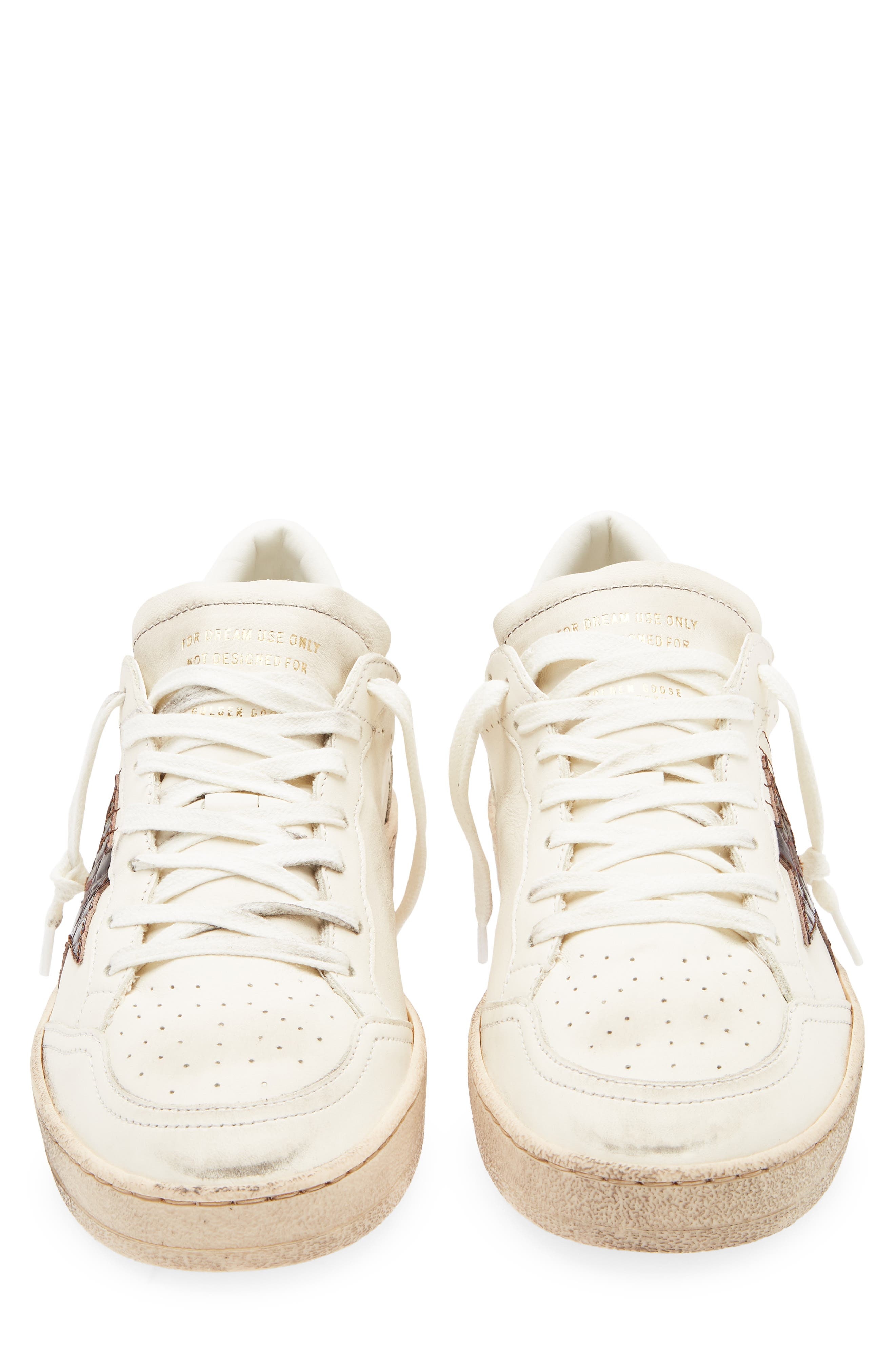 Golden Goose Ball Star Low Top Sneaker in White/Bordeaux/Gold at Nordstrom - 4